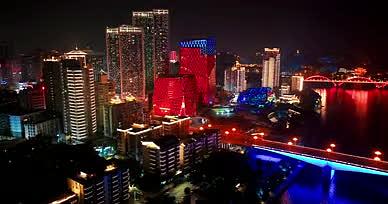 柳州城市风光都市夜景建筑航拍视频的预览图